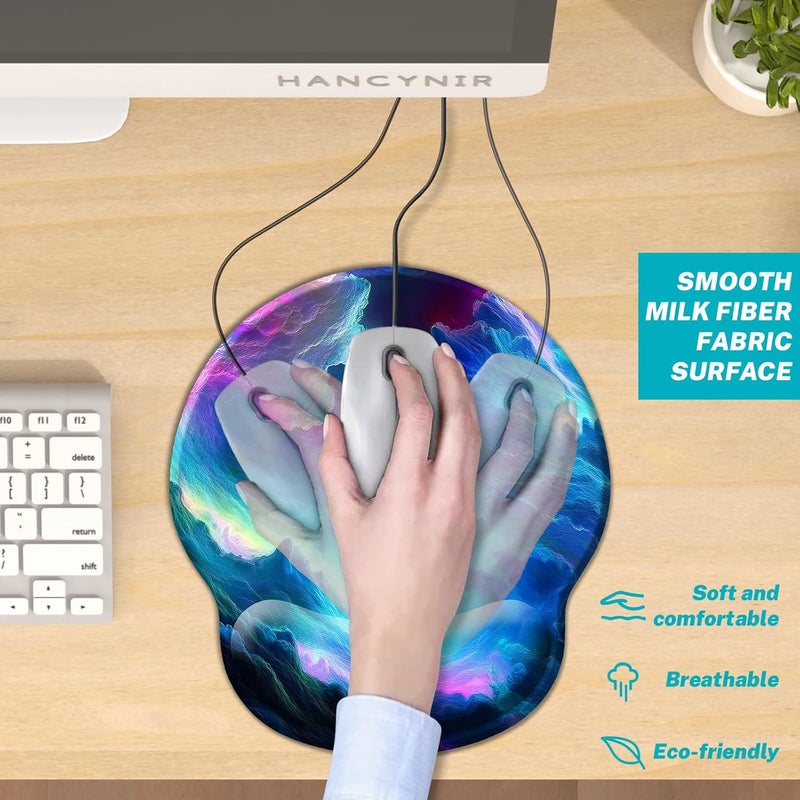 Hancynir Galaxy Mouse Pad with Wrist Rest, Ergonomic Gel Mousepad Wrist Support, Computer Gaming Cute Mouse Pad with Pain Relief Non-Slip PU Base for Desk Accessories Home Office Decor Supplies - Image 4